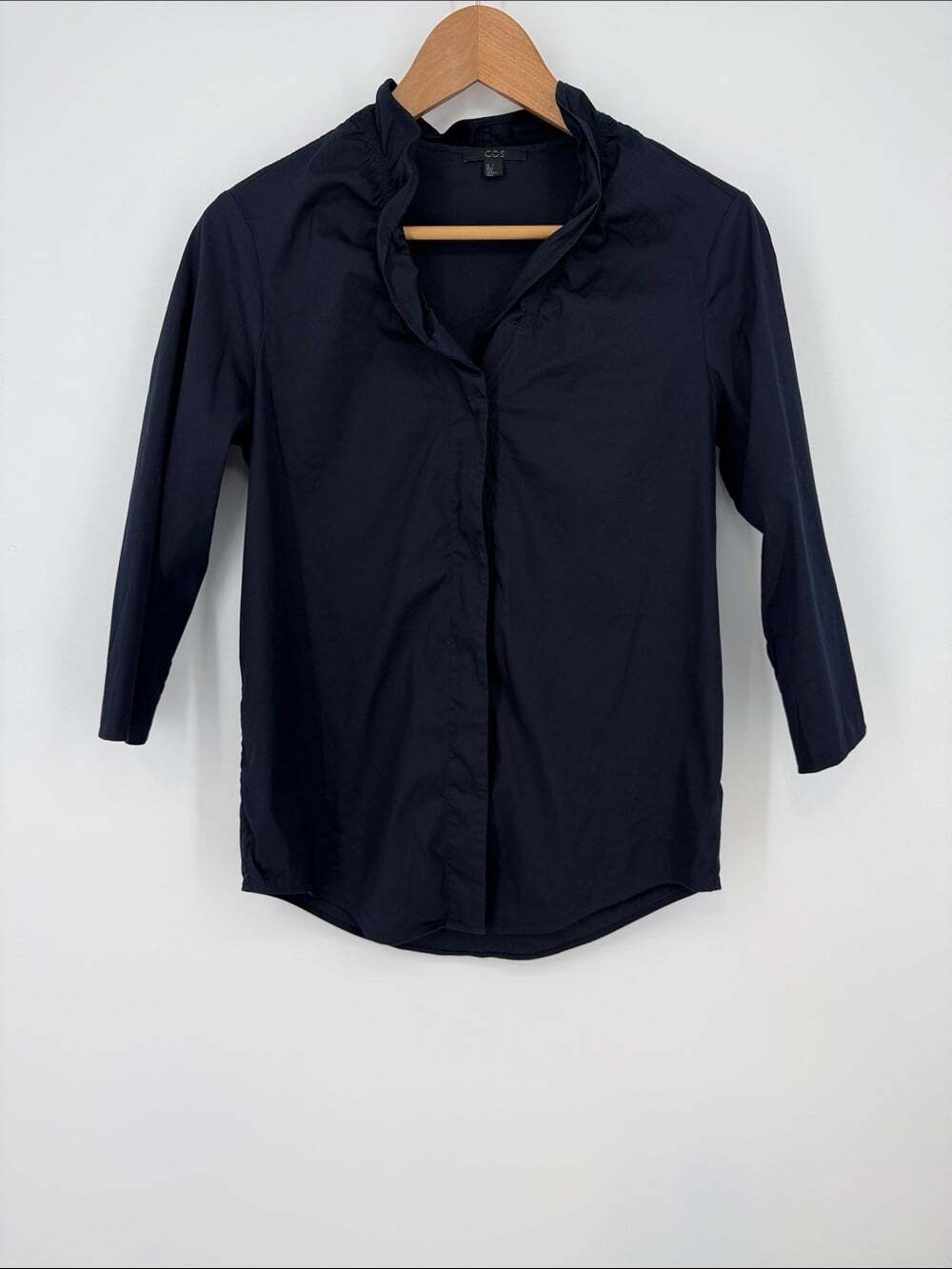 COS Navy Button-Up Collared Shirt